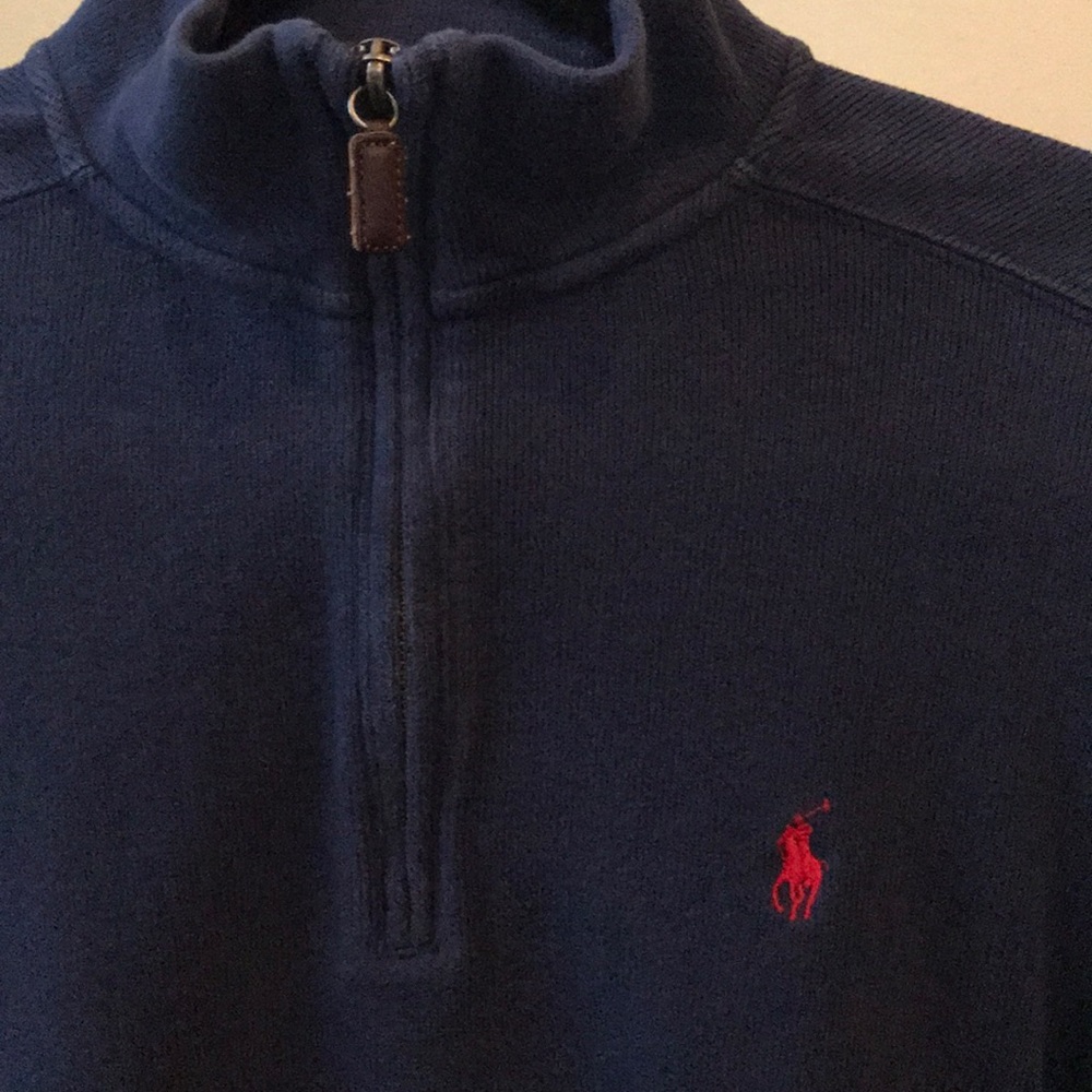 Polo by Ralph Lauren Navy 1/4 Zip Sweater - Picture 3 of 9